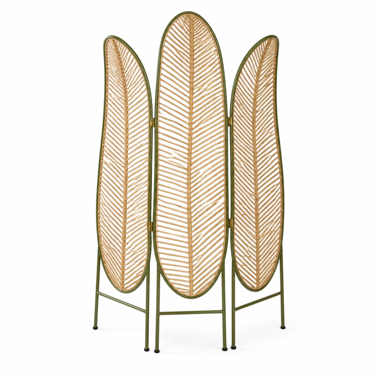 Biombo separador de ambientes de 3 paneles estilo natural con estructura metálica y dise?o orgánico 120 x 160 cm-timberlyfe